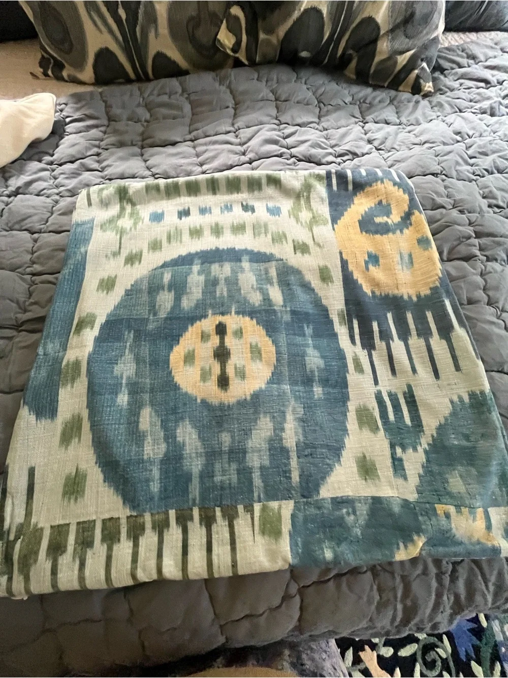 Pottery Barn Blue and Green Decorative Throw Pillow Cover 24 x 24”
